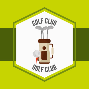 golf bag ball sport competition label vector illustration
