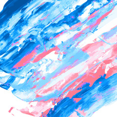 Fototapeta na wymiar Pink, turquoise, navy blue, indigo watercolor texture hand paint on white background. Ink dry brush strokes, stains, spots, splashes. Oil marble vector backdrop on canvas. Fluid art