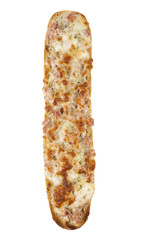 Freshly grilled casserole with cheese and mushrooms on a white background