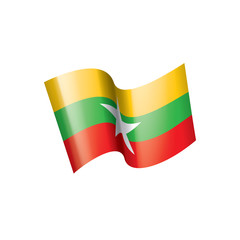 Myanmar flag, vector illustration on a white background