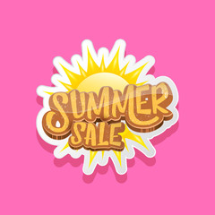 summer sale label or tag isolated on pink background. Pink Summer sale discount poster, sticker, banner or flyer design template.