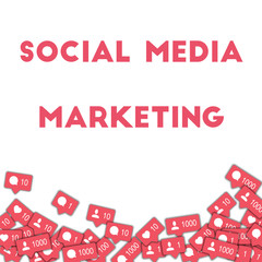 Social media marketing. Social media icons in abstract shape background with counter, comment and fr