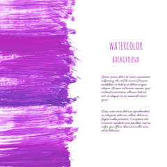 Ultra violet, purple, lilac grunge marble watercolor dry brush strokes texture hand paint on white background. Abstract acrylic pours, fluid art with stains, splashes. Oil frame, place for text, logo.