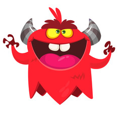 Angry cartoon monster. Vector Halloween monster character.