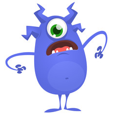Angry monster character with one eye. Vector illustration for Halloween