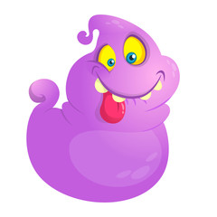 Funny ghost monster with long tongue. Halloween cartoon character