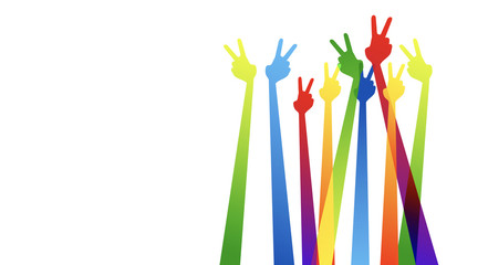 comunità, mani, dita, vittoria, 