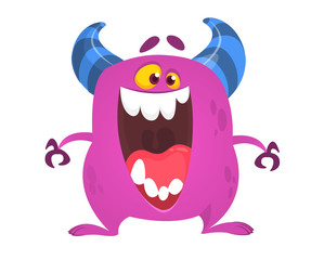 Cute tiny monster surprised. Cartoon character