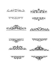 Vintage vector swirl frame set on white