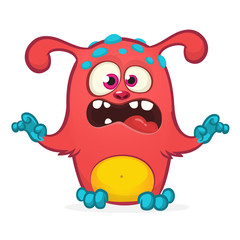 Angry cartoon monster alien. Vector Halloween monster character