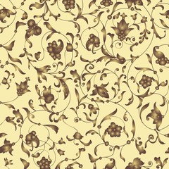 Seamless pattern with golden ornament. White background