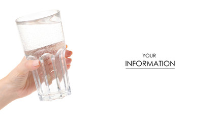 Glass of water in hands pattern on white background isolation