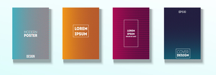 Minimal Covers, Vector Hipster Abstract Brands Design. Magenta, Cyan, Yellow Corporate Identity Blend Tech Halftones. Business Minimal Covers, Cool Retro Ad Music Party Poster Bright Gradient Stripes.