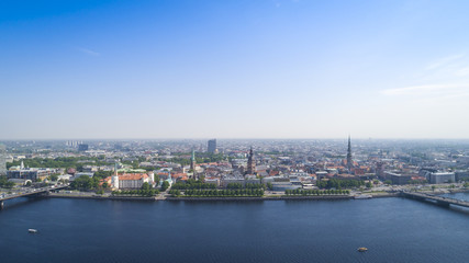 Beautiful panorama of Riga city and daugava river