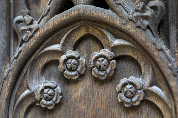 Carvings on the Doors of Coventry Cathedral, UK