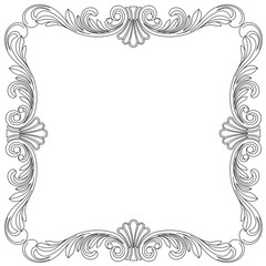 Vintage border frame engraving with retro ornament pattern in antique baroque style decorative design. Vector