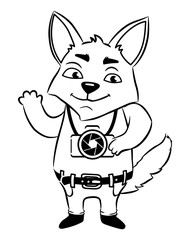 Tourist dog holding a camera