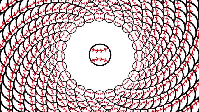 Looped Full Circular Baseballs Geometric Pattern Animated Cartoon with Space for Copy Illustrated Background Element UHD 4K