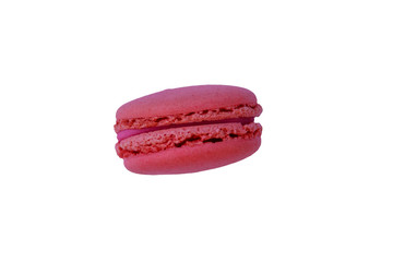 Tasty pink macaroon isolated on white background