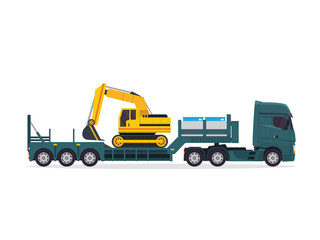 Obraz na płótnie Canvas Modern Commercial Heavy Lifter Truck Expedition Illustration In Isolated White Background 