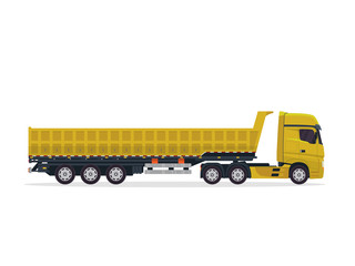 Obraz na płótnie Canvas Modern Commercial Large Sand And Coal Dump Truck Expedition Illustration In Isolated White Background 