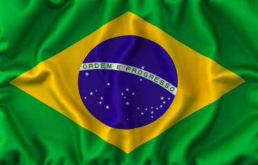 Brazil Waving Flag. 3D rendering