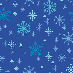 Fototapeta na wymiar Christmas seamless pattern of beautiful snowflakes. Elegant winter vector background.