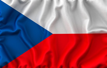 Czech Waving Flag. 3D rendering