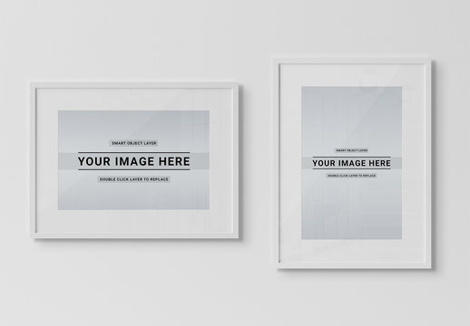 Isolated White Framed Print on Wall Mockup