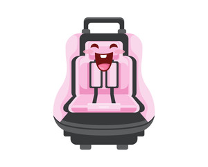 Cute Baby Newborn Car Seat Product Cartoon Character Illustration In Isolated White Background