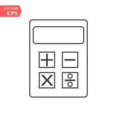 Calculator flat icon. Single high quality outline symbol of graduation for web design or mobile app. Thin line signs of education for design logo, visit card, etc. Outline logo of school