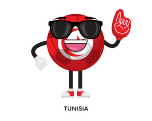 Cool International Tunisia Flag Soccer Ball Supporter Mascot Tournament Illustration