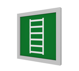 Rettungszeichen (Fluchtleiter) nach ASR (A1.3) / ISO. Seitenansicht, 3d Render