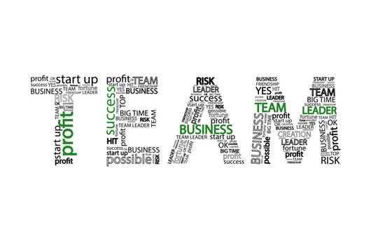 Team Word clouid business concept, isolated on white background
