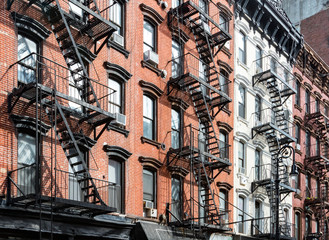 Block of historic buildings on Orchard Street in the Lower East Side neighborhood of Manhattan in...