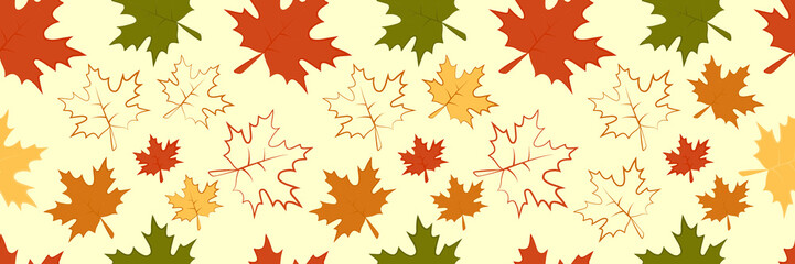 Pattern with autumn multi-colored maple leaves. Autumn background