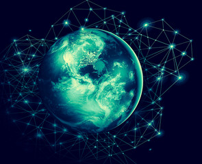 Fototapeta premium Ziemia z kosmosu. Najlepszy Internet koncepcja globalnego biznesu z serii pojęć. Elementy tego zdjęcia dostarczone przez NASA. Ilustracja 3D