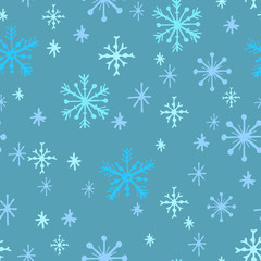 Christmas seamless pattern of beautiful snowflakes. Elegant winter vector background.