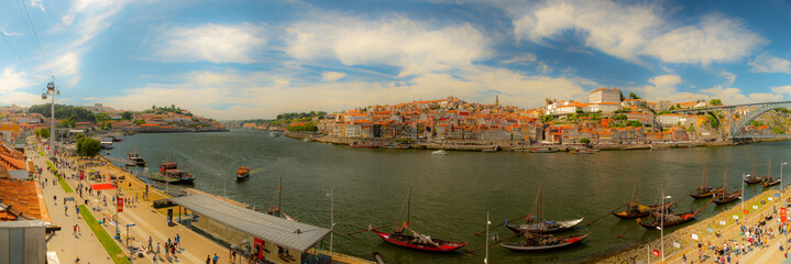 Panorama of the Douro River from Gaia to Ribeira do Porto