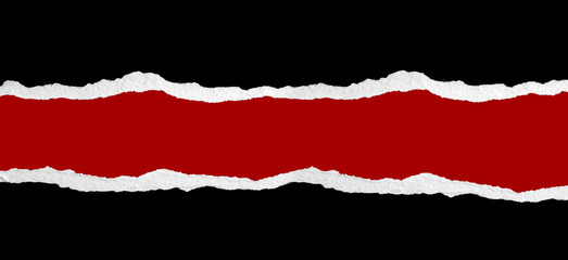 Ripped paper on red