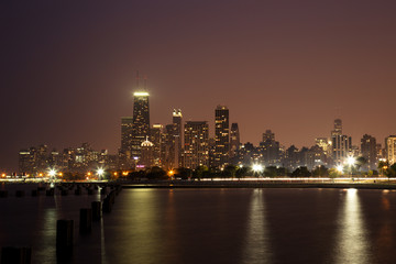 Fototapeta na wymiar Chicago Skyline Panorama at Dusk
