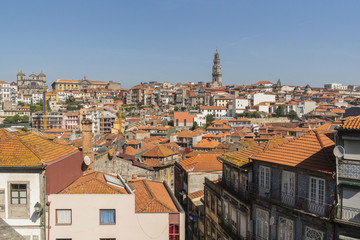 Naklejka na ściany i meble Porto, Portugal. Panoramic view of colorful old houses of Porto, Portugal
