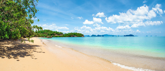 Blue sea, blue sky and paradise tropical beach