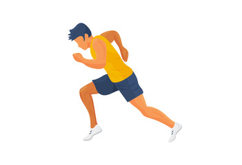 Fototapeta na wymiar Sport exercise vector illustration: male runner or jogger isolated. Athlete sprinter running or jogging silhouette. Crossfit icon.