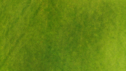 Beautiful trimmed green grass texture background. Golf course or football from a bird's eye view.