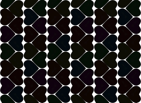 seamless illustration of broken black heart shape row pattern background.