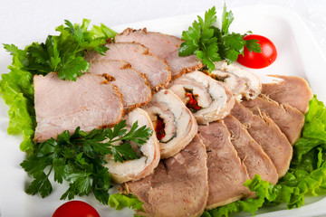 Plate with meat and tongue