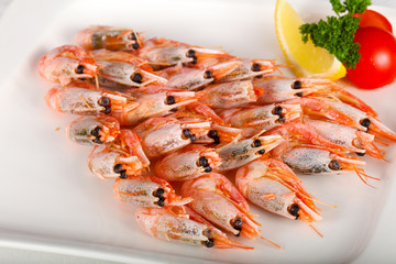 Boiled prawns