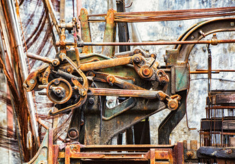 Rusted old printing press