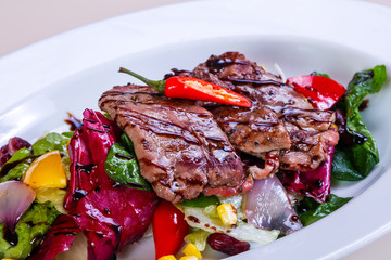 Grilled pork with vegetables